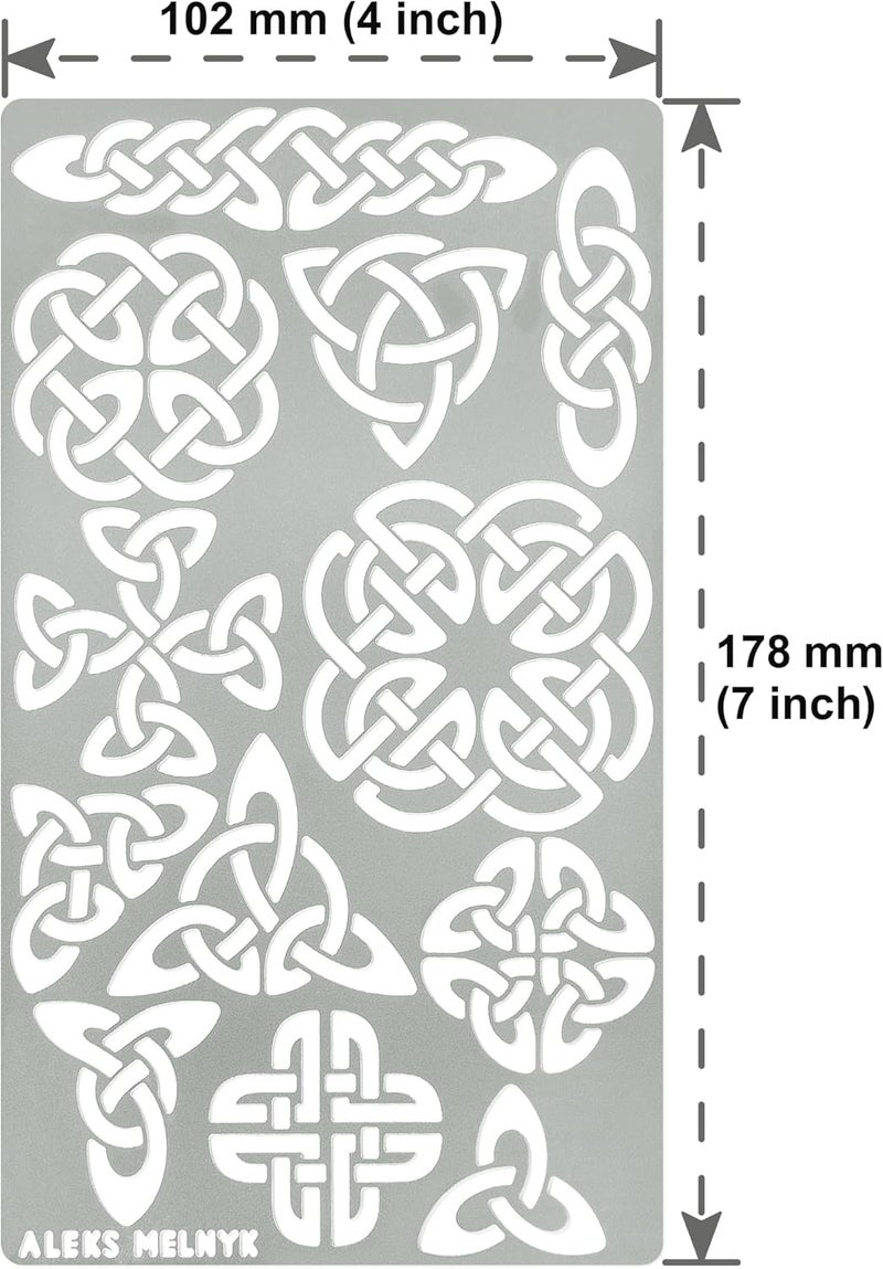 Aleks Melnyk No.32 Metal Journal Stencil, Pyrography Celtic Patterns, Celtic Knot, Viking Stencil, Wood Burning Template, Wood Carving, Bullet Journaling - Image 4